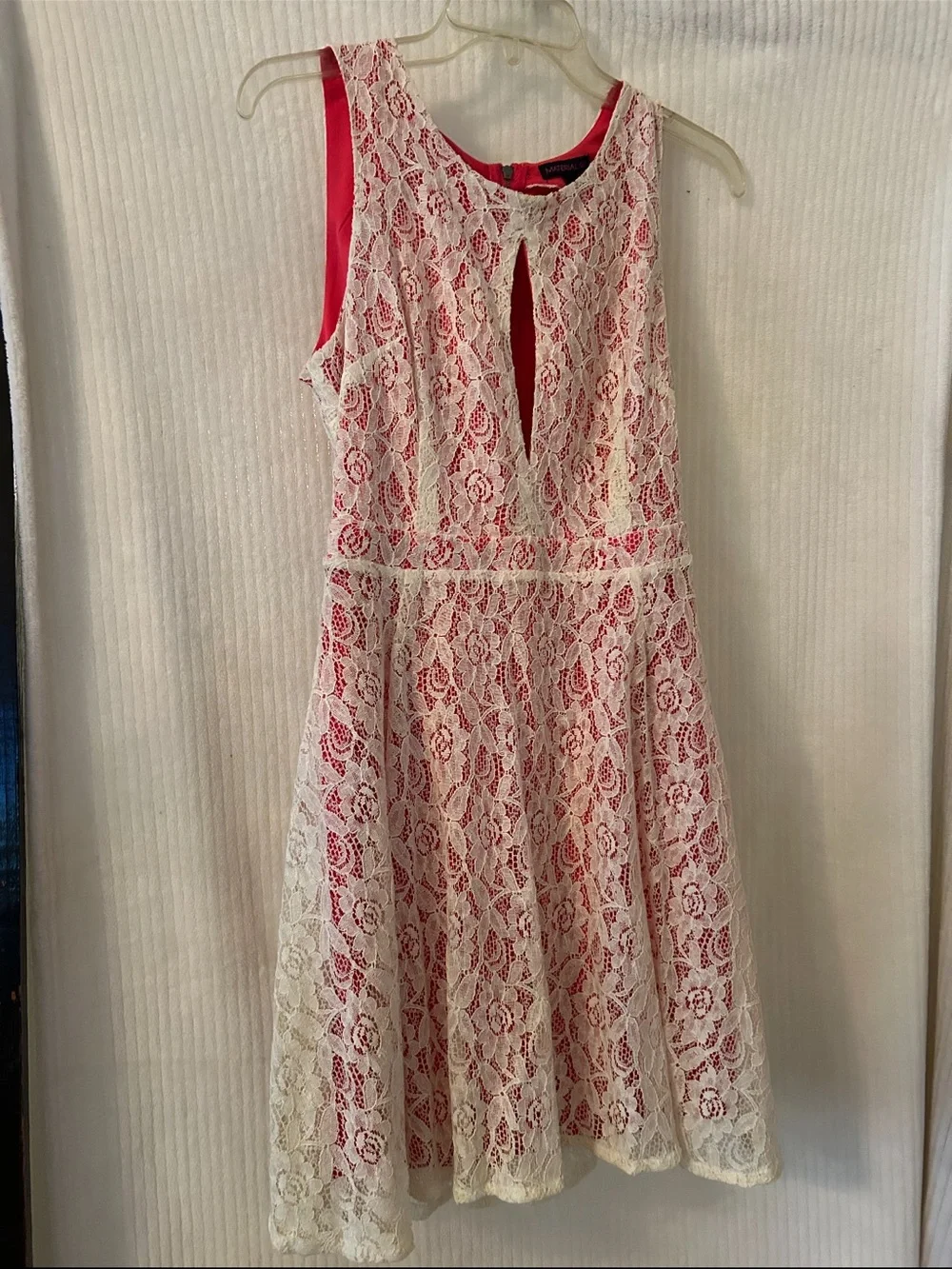 Sleeveless Pink Lace Fit & Flare Dress